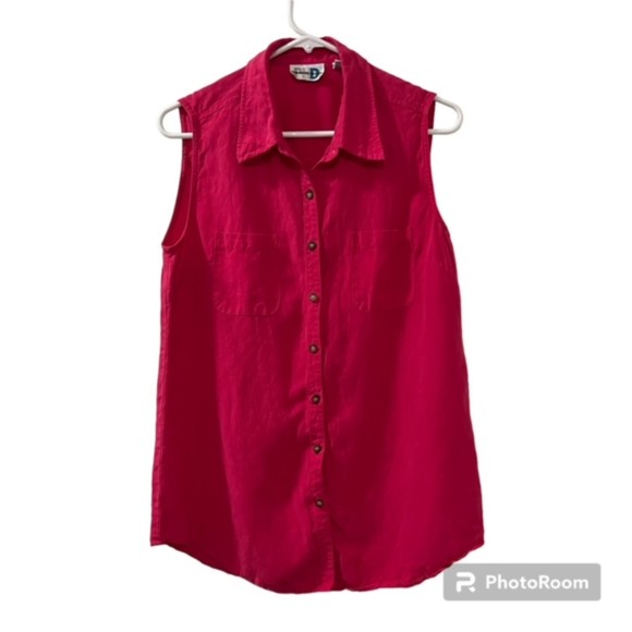 Paul Harris Design Pink Linen Tencel Blend Barbie Core Sleeveless Top Size Med - Picture 1 of 12